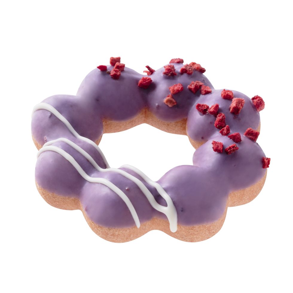 Doughnut, Violet, Food, Baked goods, Dessert, Cuisine, Pastry, Berry, Fashion accessory, 