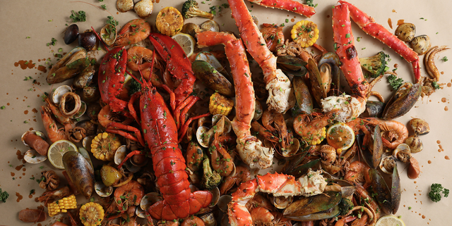 Food, Seafood, Dish, Cuisine, Seafood boil, Cajun food, Recipe, Lobster, Crab boil, Ingredient, 