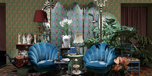 Blue, Turquoise, Room, Majorelle blue, Houseplant, Living room, Interior design, Tree, Plant, House, 
