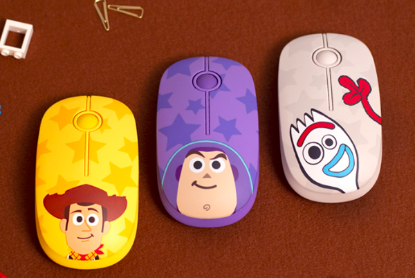 黃色、紫色、粉色的玩具總動員無線滑鼠