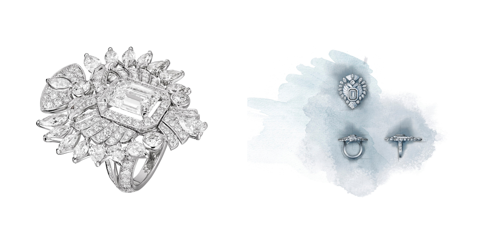 (左)AIGLE CAMBON 戒指/ (右)香奈兒高級珠寶創意工作室總監Patrice Leguéreau手繪的設計草圖。