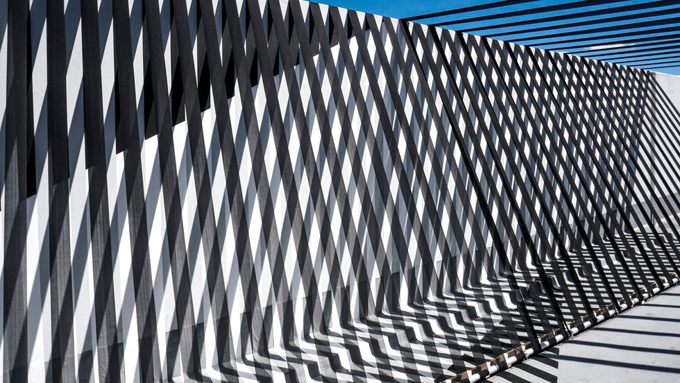 Architecture, Line, Pattern, Metal, Design, Steel, Facade, Parallel, Roof, 