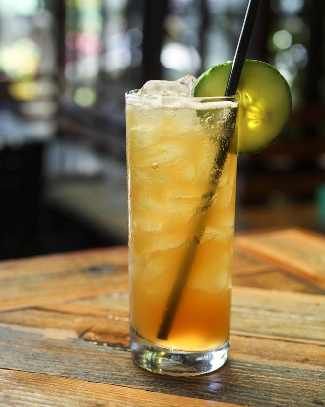 The Castro Cup (Pimm’s Cup variation with OG Kush) cocktail as seen at Cafe Flore in San Francisco, California on Saturday, July 22, 2017.