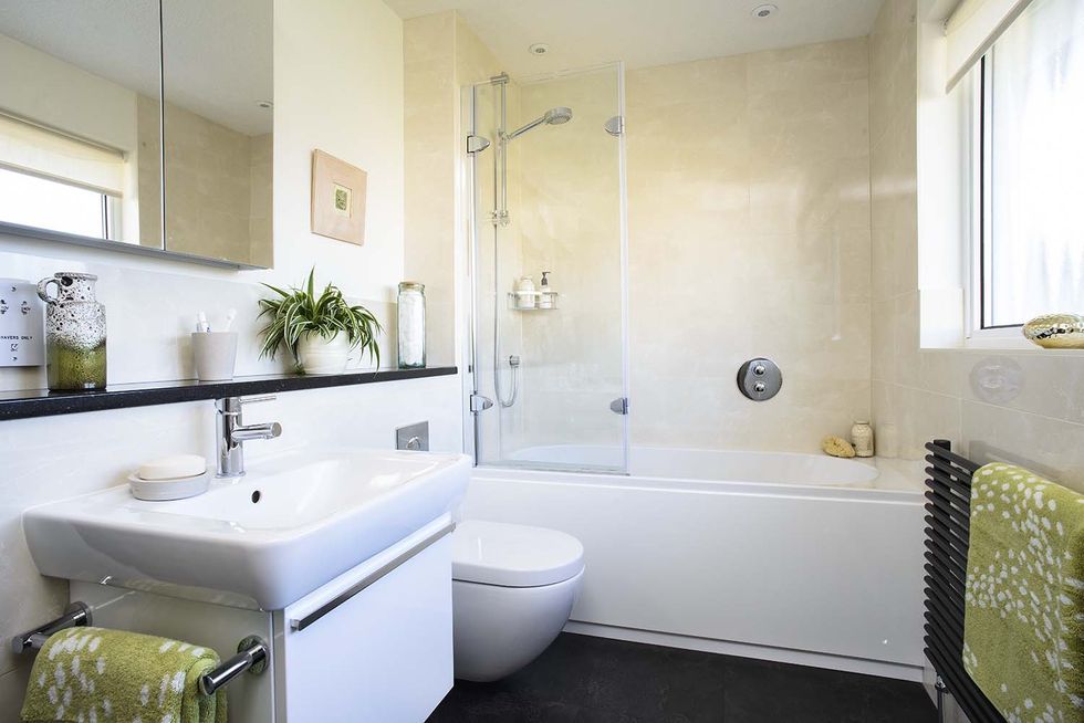 Plumbing fixture, Room, Architecture, Interior design, Green, Bathroom sink, Property, Tap, Wall, Floor, 