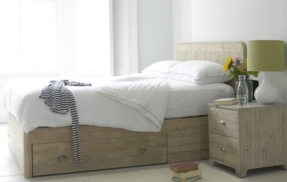 Woody bed, £895; Mole bedside cabinet, £195; both Loaf