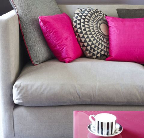 Textile, White, Red, Magenta, Living room, Pink, Couch, Furniture, Logo, Purple, 