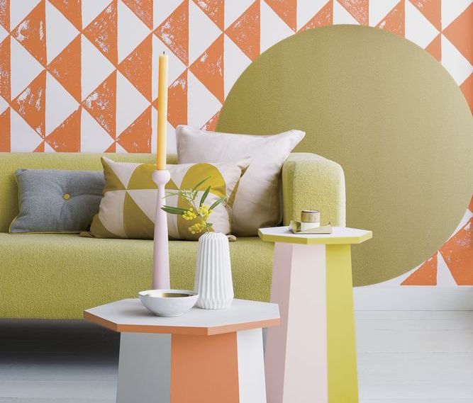 orange-white-pattern-wall-colour-paint-living-room