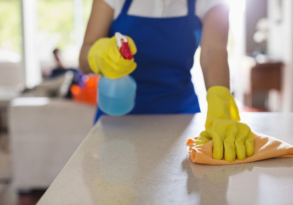 Cleaning spray in the home