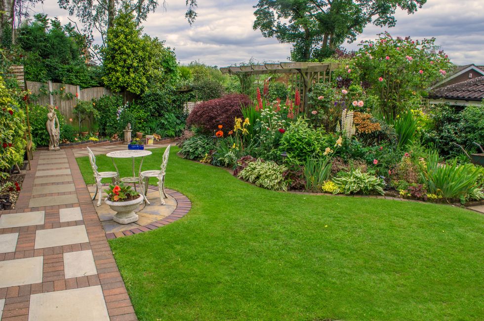 Well designed garden in Staffordshire, England