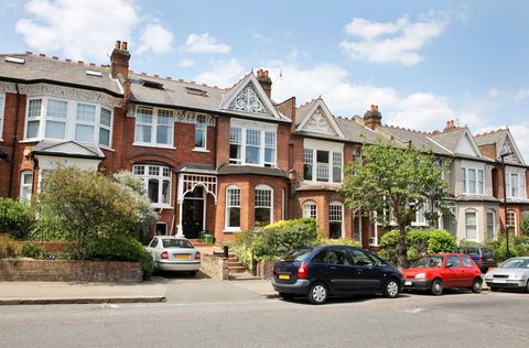 Edwardian homes with parked cars in the UK