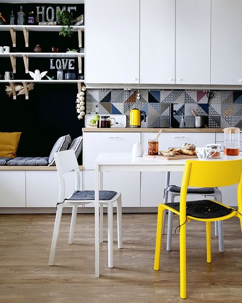 Ikea wall shelves, brackets and chairs
