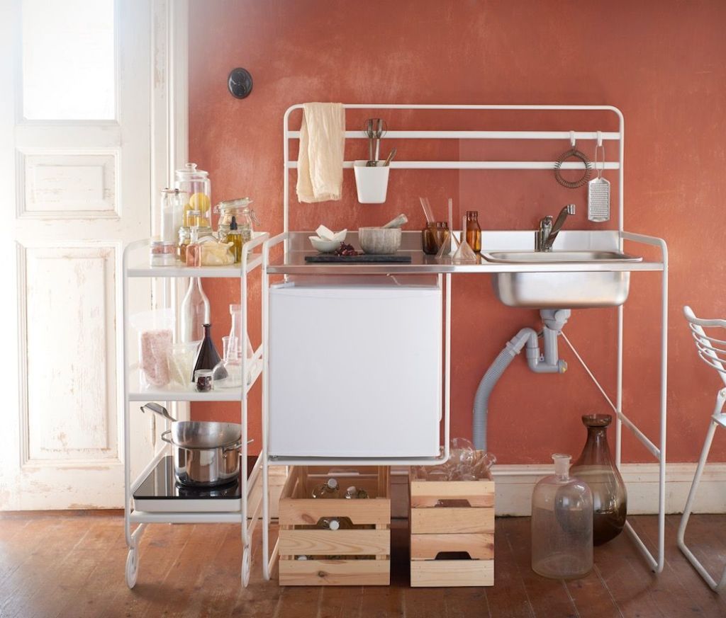 portable kitchen for small space living Ikea Sunnersta temporary kitchen sink