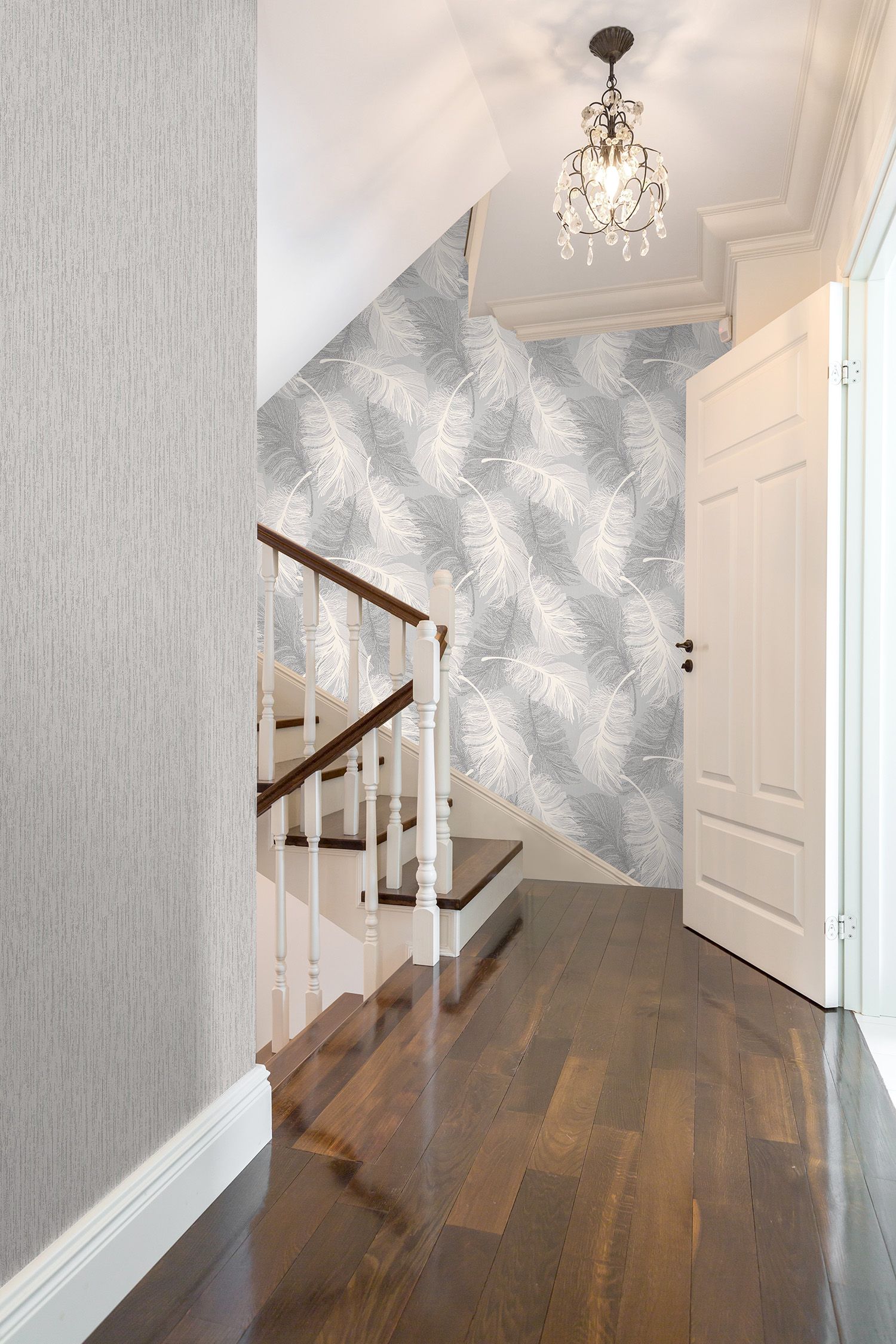 16 Hallway Wallpaper Designs For Your Home Hallway Wallpaper Ideas   1472202741 Coloroll Feather Dappled Grey Star Texture Grey Inspired   