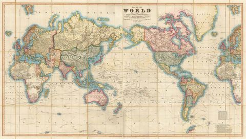 Cruchley Map of the world 1853