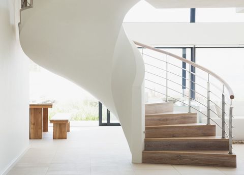 Curving staircase in modern home