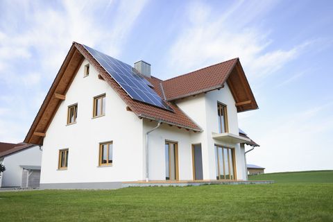 New home with solar panels