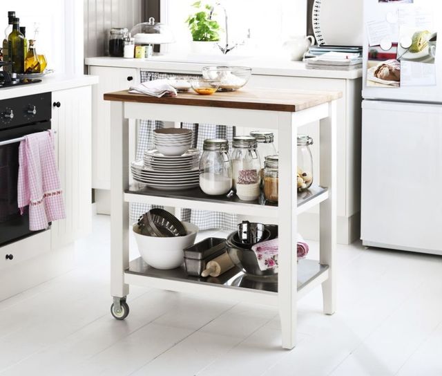 Add extra preparation space with a trolley or butcher's block. Stenstorp kitchen trolley, £140, Ikea