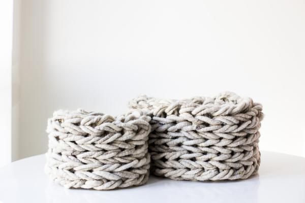 Arm Knit Basket for plant pots by Anne Weil
