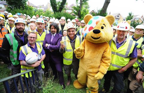 DIY SOS: Million Pound Build for BBC Children in Need - Laurence Llewelyn-Bowen, Pudsey Pudsey with the DIY SOS team including Nick Knowles