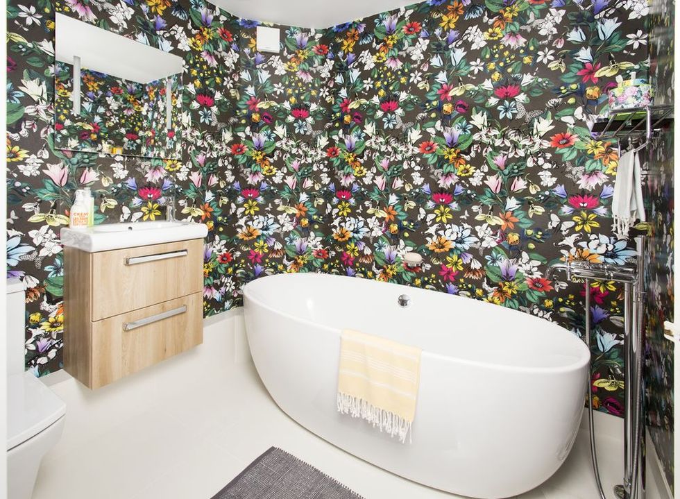 Bold floral wallpaper - bathroom makeover