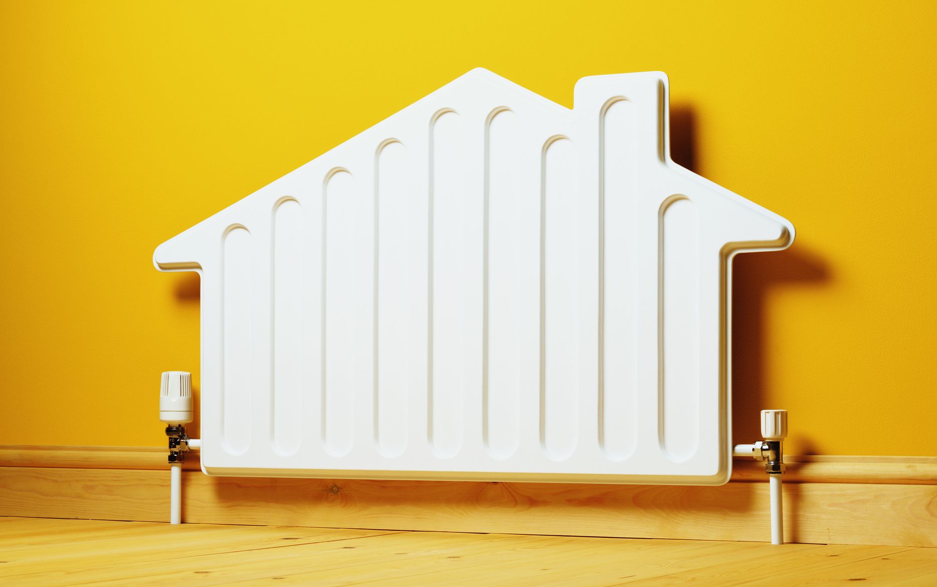 House shaped radiator on wall