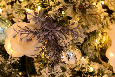 Christmas decorations with roses and baubles