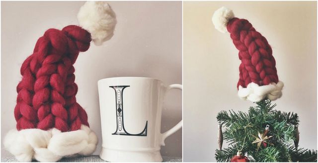 Lauren Aston chunky knit festive Santa hat
