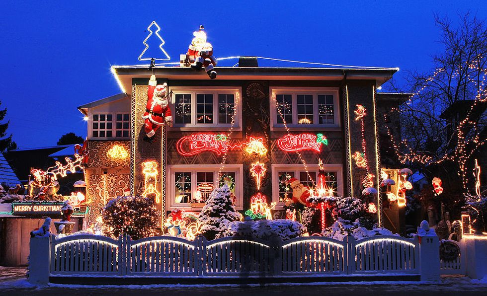 Houses with bright and extravagant Christmas lights