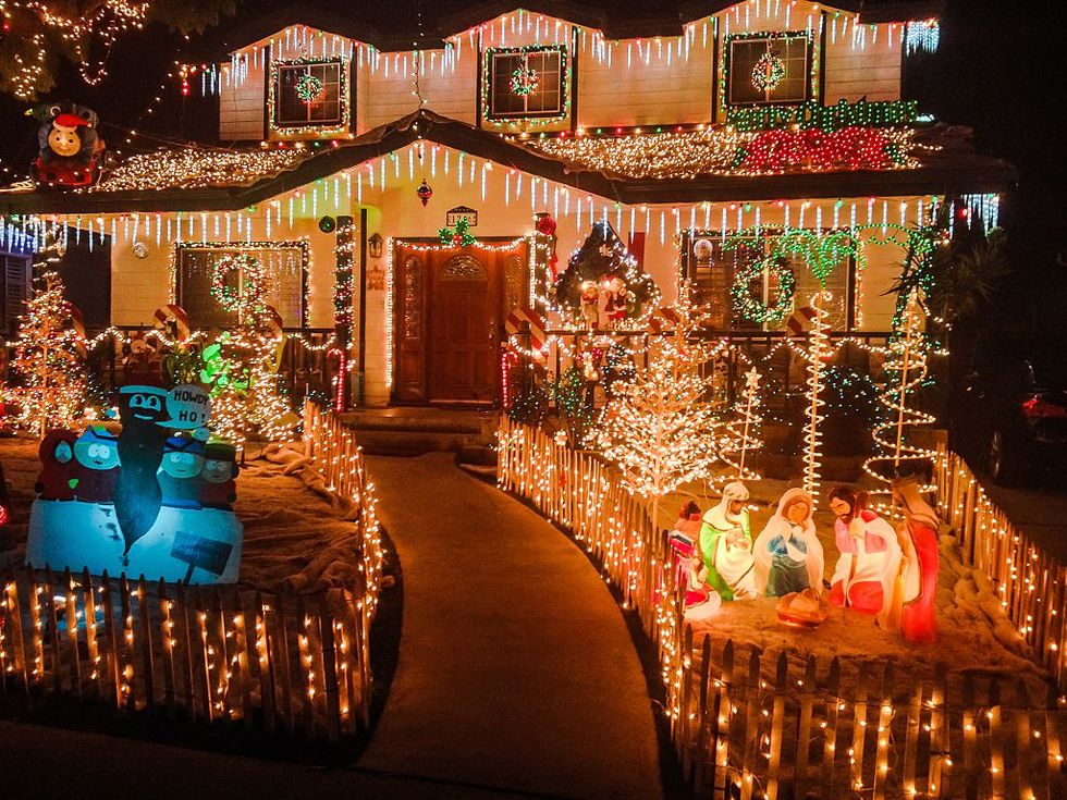 Houses with bright and extravagant Christmas lights