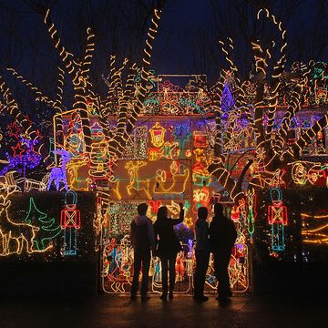 Houses with bright and extravagant Christmas lights