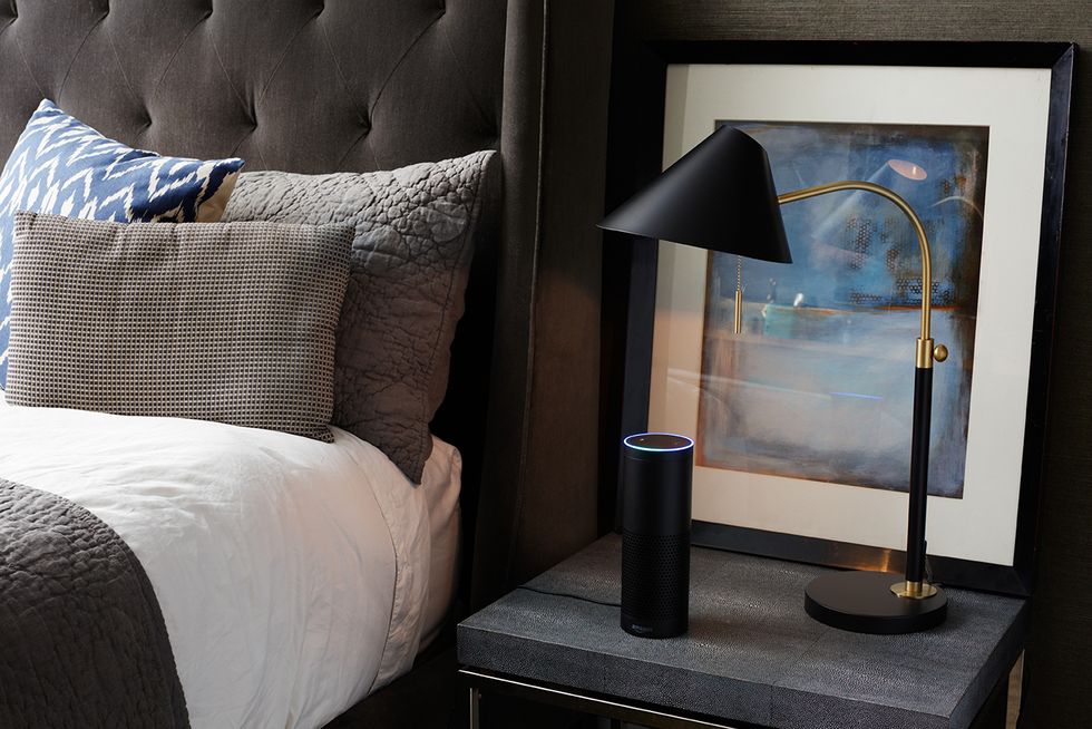 Amazon Echo on nightstand
