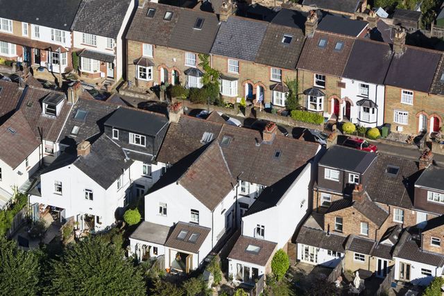 Aerial view of North London houses