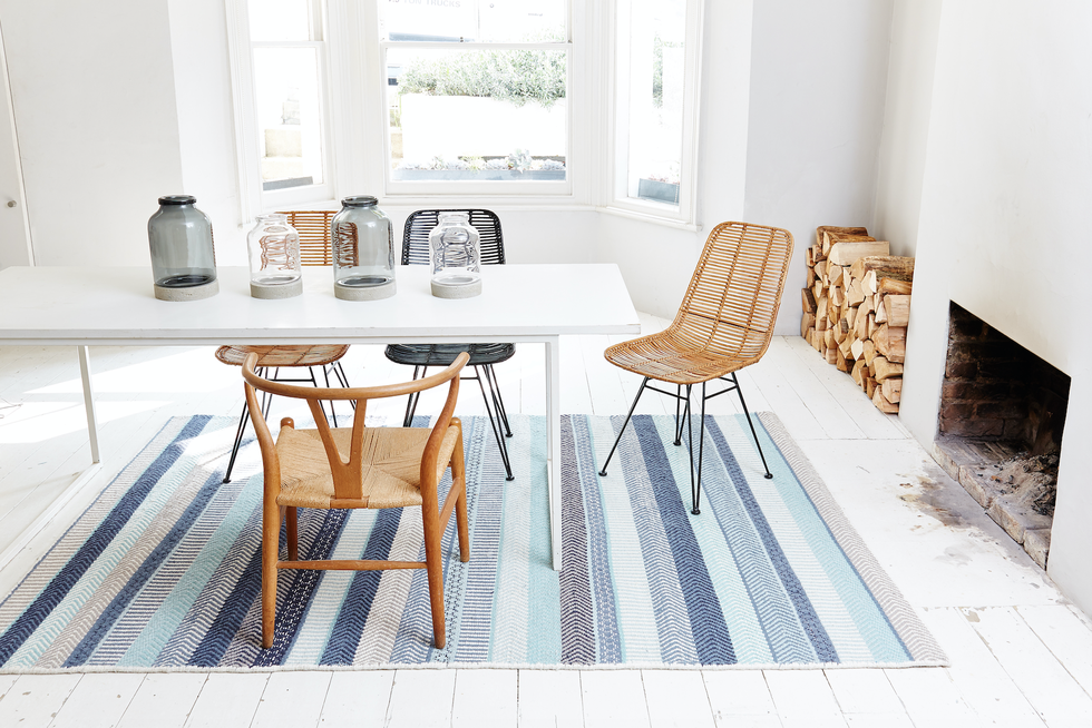 Mariko flatweave rug in blue, from £215, Woven