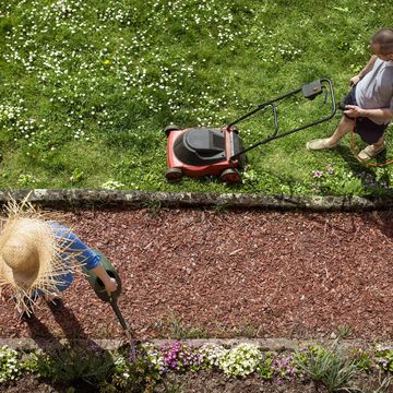 Couple gardening in spring