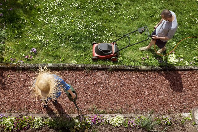 Couple gardening in spring