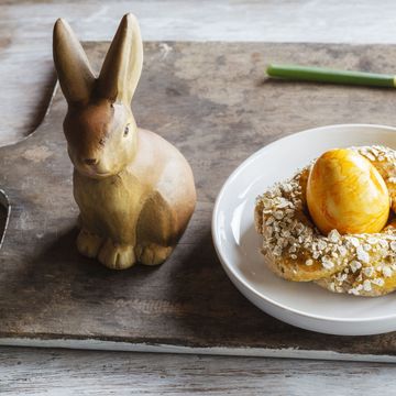 Easter breakfast with a bunny