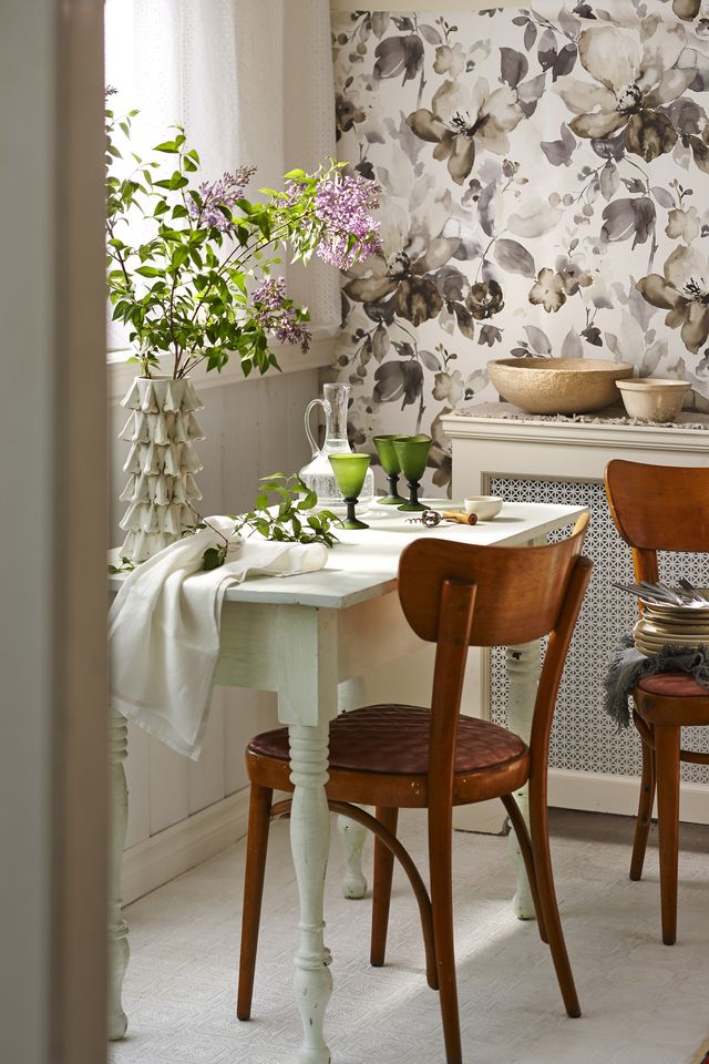 Rustic Dining Room with Table Setting and Chairs