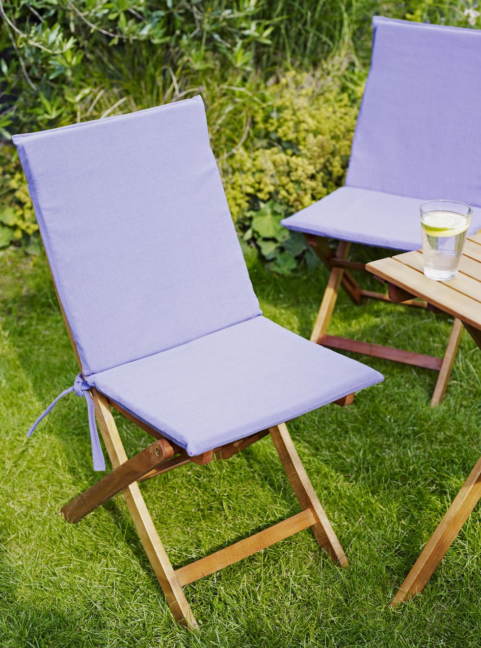 Purple canvas garden chairs