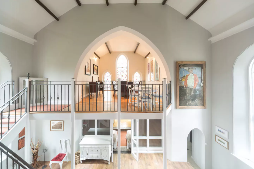 <p>In a quiet English village just 30 minutes from Bath and Bristol, this <a href="https://www.airbnb.com/rooms/3321070" target="_blank">Gothic Church</a> has been converted into a welcoming six-bedroom home. The interiors are cosy and stylish while still celebrating the charm of the original structure. It sleeps 17 people and starts at £1,116&nbsp;per night.</p>