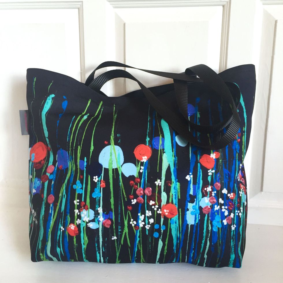 Bag, Teal, Turquoise, Shoulder bag, Luggage and bags, Home accessories, Paint, Visual arts, Creative arts, Tote bag, 