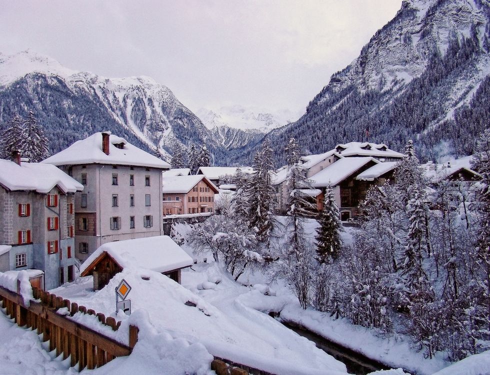 Snow, Winter, Mountain, Mountain village, Mountainous landforms, Mountain range, Hill station, Alps, House, Freezing, 