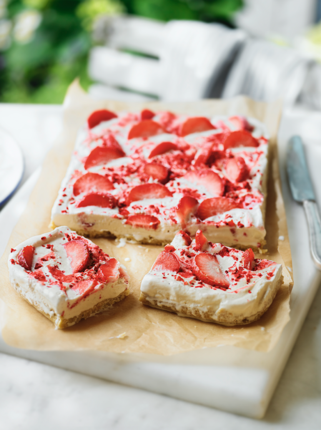 Strawberry ripple shortbread slice - recipe from Waitrose