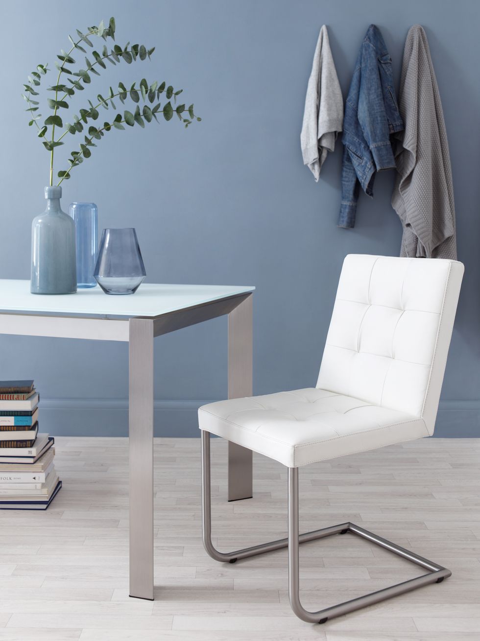 Powder Blues- Danni Real Leather Dining Chair