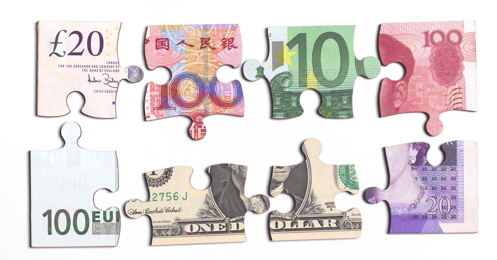 Jigsaw banknote pieces