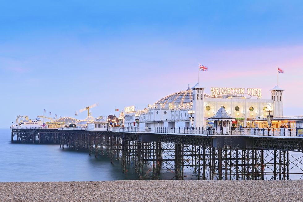 UK, England, East Sussex, Brighton and Hove, Brighton, Palace and Brighton Pier
