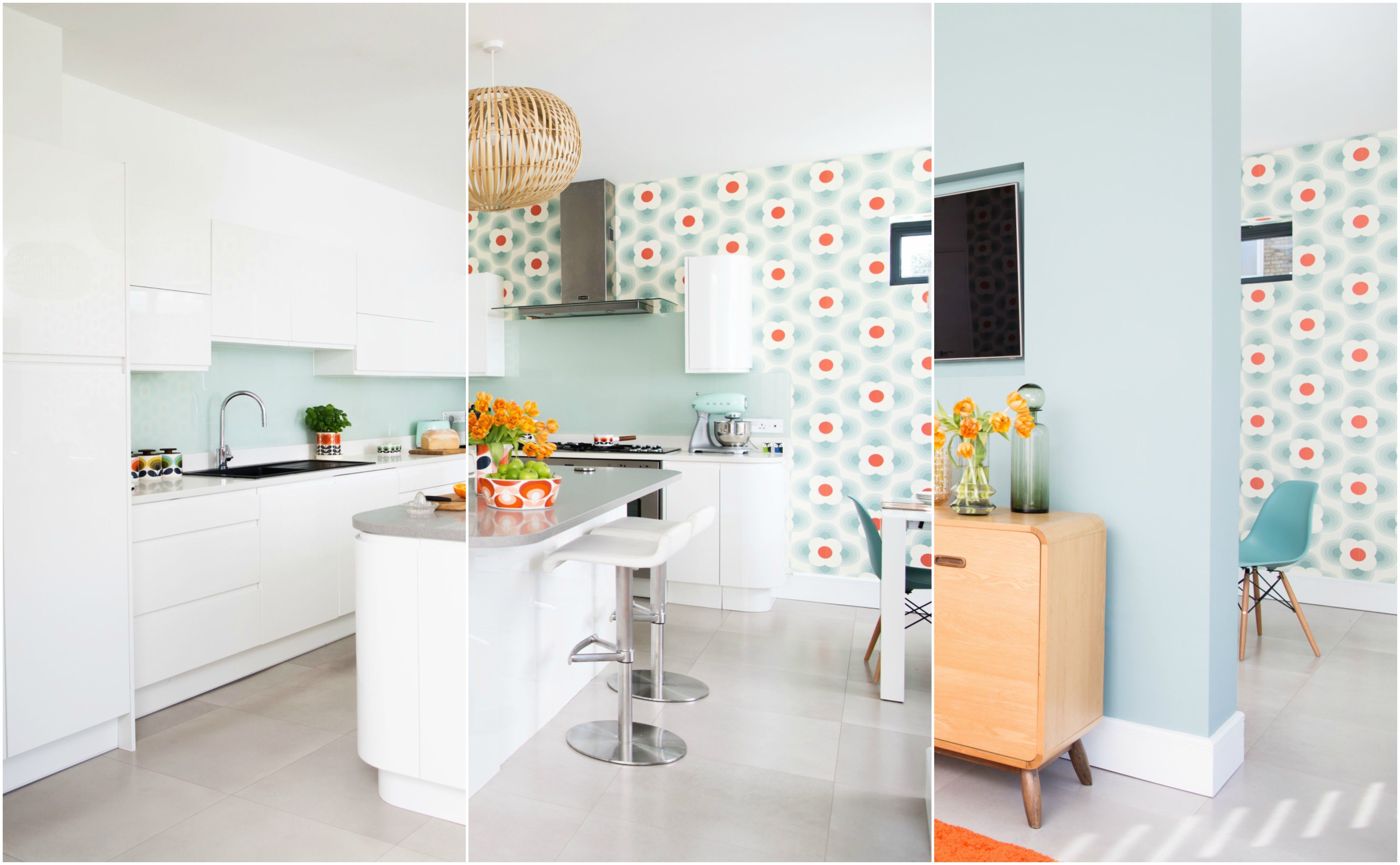 Orla Kiely Wallpaper Brings Colourful Retro Look To New Kitchen Design