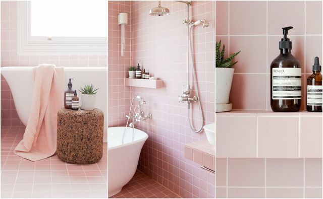 Pink bathroom tiles