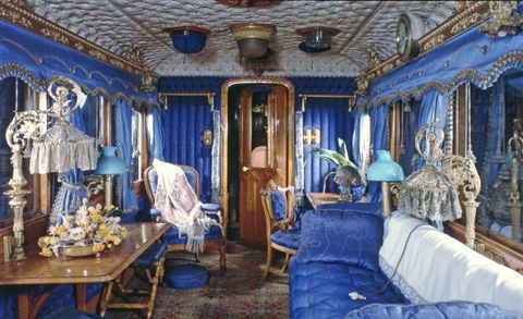 When Queen Victoria first rode on the royal train in 1842 from Windsor to London, the interior of her saloon was the epitome of extravagance, from the upholstered blue walls to ornate gold accessories. Pictured above is the modern version. 

 MORE: Buckingham Palace is getting a £369 million makeover

 
