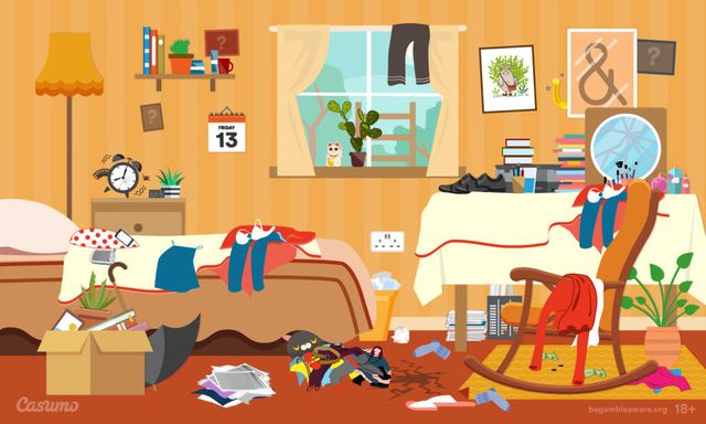 picture puzzle - spot unlucky objects in bedroom