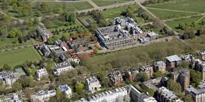 building exterior and kensington palace and garden, aerial view